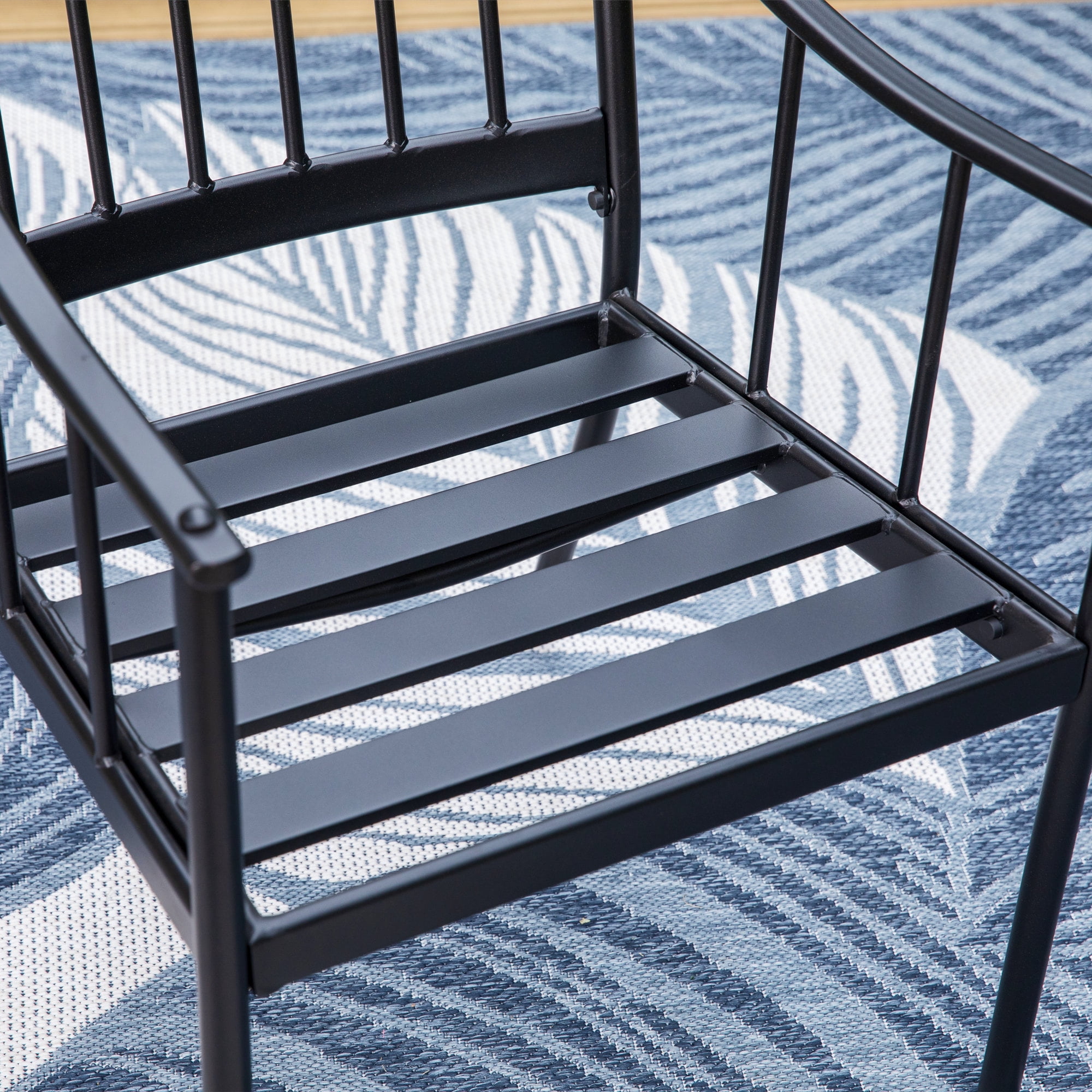 MF Studio Set of 2 Outdoor Patio Dining Chairs with Cushions, Weather Resistant, Black & Beige
