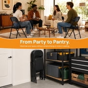 UBesGoo 4 Pack Folding Chairs, Vinyl Cushion Padded Lightweight Foldable Chairs Set of 6, Waterproof Collapsible Chairs for Outdoor Party, Home, Office, Black