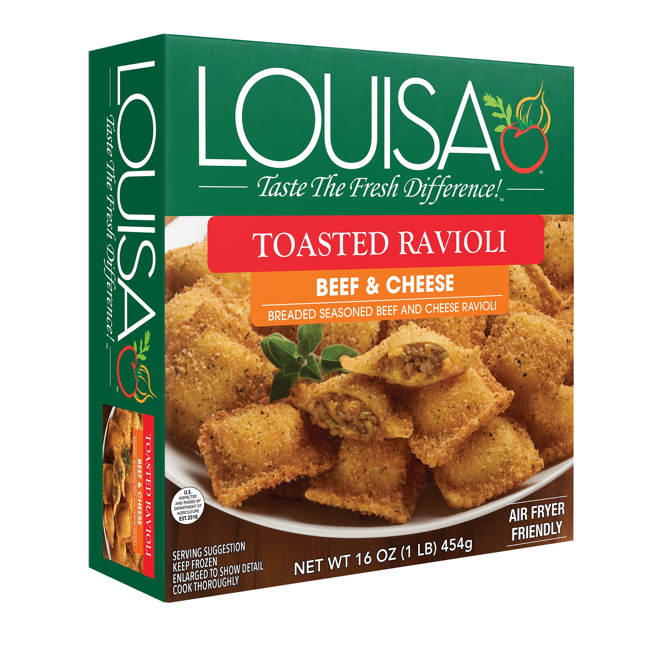 Louisa Toasted Beef & Cheese Ravioli, 16 oz Box – Frozen Pasta Meal with Italian Breadcrumbs, Quick Dinner or Appetizer