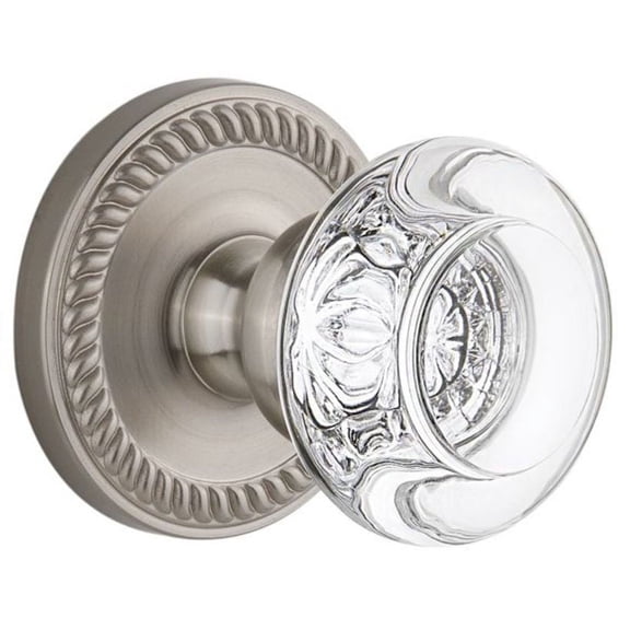 Grandeur Newbor_Psg_234 Newport Solid Brass Rose Passage Door Knob Set - Nickel