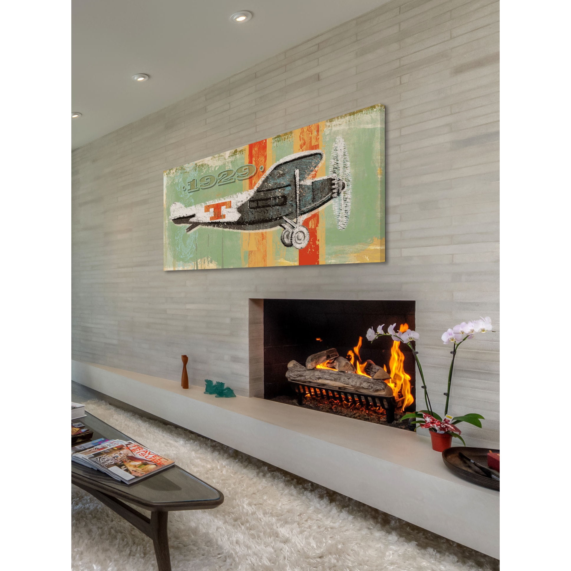MARMONT HILL  - Vintage Plane 1929 Painting Print on Canvas - Multi-Color 36 x 18