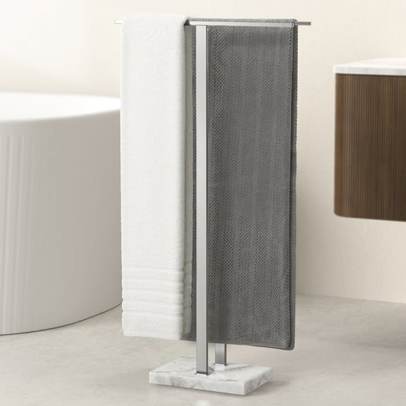 KES Standing Towel Rack Taller Version, 37" H (Equal Height) Bathroom Towel Stand with Heavy Marble Base, Free Standing Towel Holder Stand, SUS304 Stainless Steel Brushed, WMBTR005BS