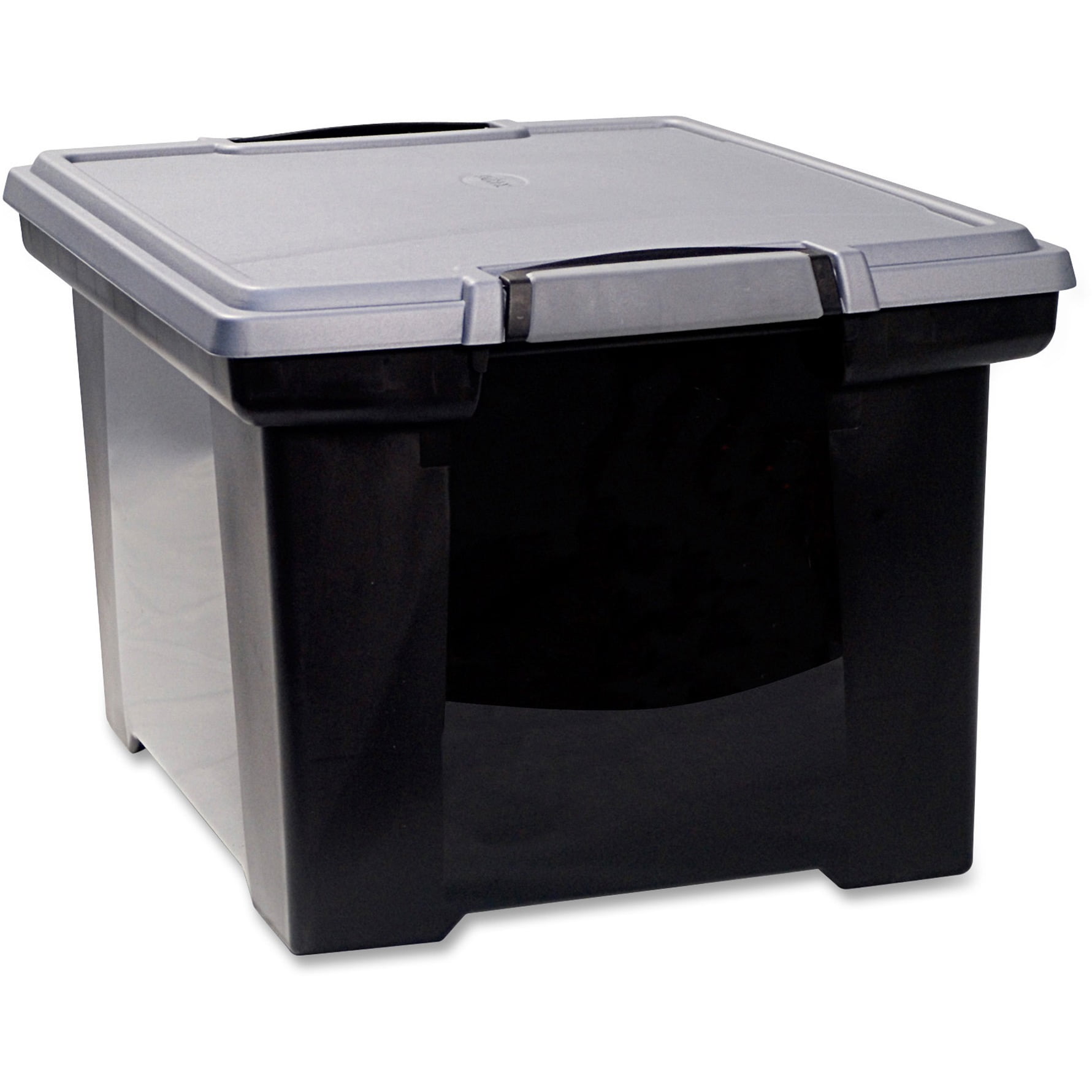 Storex, STX61543U01C, Tote Black Storage Box with Lid, 1 / Carton