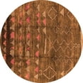 thumbnail image 1 of Ahgly Company Indoor Round Solid Orange Modern Area Rugs, 5' Round, 1 of 4