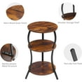 thumbnail image 4 of Vintage Small Round Side Table, 3-Tier Slim Waist Circular End Table with Storage Shelf, Compact Tea Sofa Table, Round Corner Coffee Table Nightstand for Living Room Bedroom Small Spaces,Rustic Brown, 4 of 5