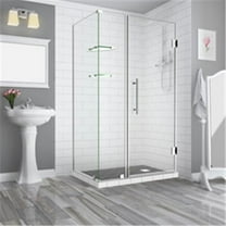Aston SEN962EZ-CH-422832-10 72 x 42 x 32.38 in. Bromley Frameless Corner Hinged Shower Enclosure with Glass Shelves, Chrome