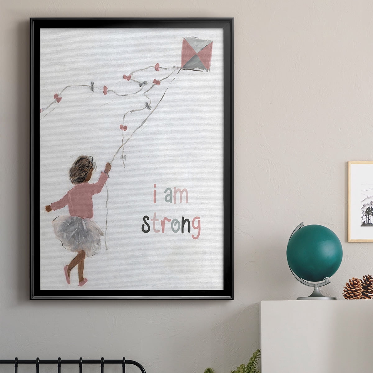Girl Flying Kite Premium Framed Print - Ready to Hang