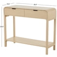 thumbnail image 3 of DecMode 36" x 30" Beige Wood Handmade 2 Drawer Console Table with Black Handles, 1-Piece, 3 of 9