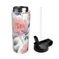 thumbnail image 3 of 18 Oz Insulated Sports Bottle, Outdoor Sports Gym Handheld Portable Casual Stainless Steel Water Bottle, Straw With Lid Watercolor Carnations And Roses, 3 of 8
