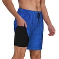 thumbnail image 2 of Kdxio Blue Glitter Print Men'S Swim Trunks With Compression Liner 7 Inch Inseam Quick Dry Swim Shorts, 2 of 7