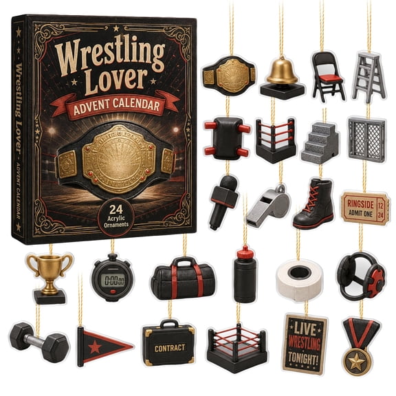 2026 Wrestling Advent Calendar, 24 Days Christmas Countdown Calendar with Acrylic Collectible Ornaments, Sports Theme Holiday Surprise Gift for Fans and Collectors