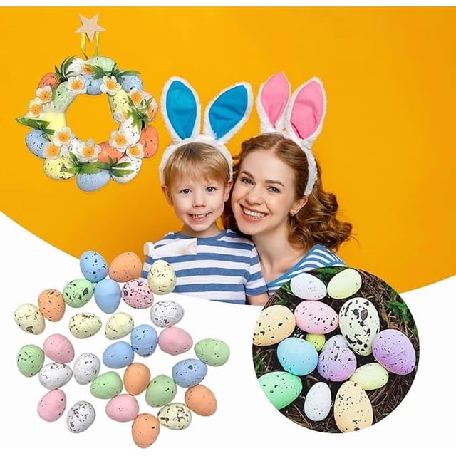 Huevos de Pascua de espuma moteada (50 unidades) | Huevos de Pascua decorativos para rellenar cestas, decorar mesas y fiestas | Materiales de manualidades reutilizables multicolores para niños,