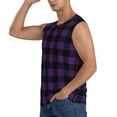 thumbnail image 3 of Haiem Men's Purple Black Plaid Print Tank Tops Summer Sleeveless Cut Off Workout T-Shirts Fitness Vest Athletic Undershirts-X-Large, 3 of 8