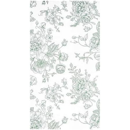 100 Floral Guest Napkins Sage Green and White Toile Disposable Paper Napkins Decorative Flower Bathroom Hand Towels for Bridal Baby Shower Tea Party Birthday Party Supplies (Sage Green)