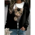 thumbnail image 6 of Mengpipi Women’s Plus Size Tops Cat Print Fall Spring Long Sleeve Crew Neck Pullover Loose Casual Graphic Sweatshirts 1X-5X, 6 of 7