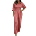 thumbnail image 2 of Royisotas Casual Long Sleeve Dressy Fall and Winter Pleated Women Jumpsuit Elastic Straight-Leg Loose Pants Rompers, 2 of 5