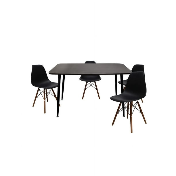 Comedor Murcia Rectangular 120x70 con sillas negras para 4 personas