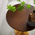 thumbnail image 6 of Sofa Side Table, Round, Gold Walnut, Wood, Metal Steel, Modern Contemporary Mid-Century, Living Lounge Cafe Room Hotel Lobby Hospitality, 6 of 6