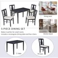 thumbnail image 6 of 5 Piece Dining Table Set, TUANLUO Dining Set with Rectangle Table and 4 Upholstered Chairs, Wood Dining Room Set for 4, Farmhouse Dining Table Set for Dining Room Apartment, Black, 6 of 10