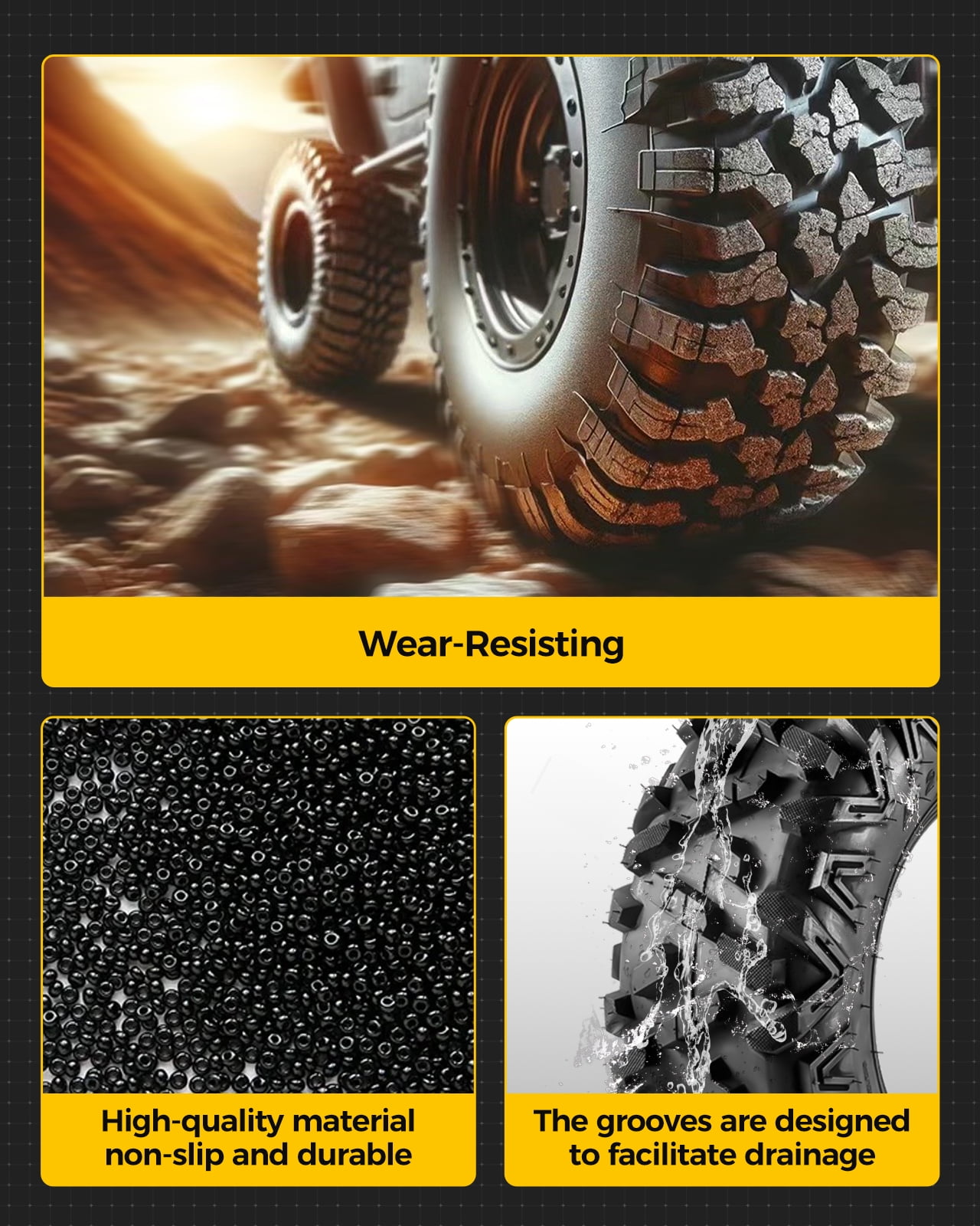 25x10-12 ATV Tire, 25x10-12 6 -Ply Off-Road Tire for All-Terrain ATV/UTV, 2 Pack