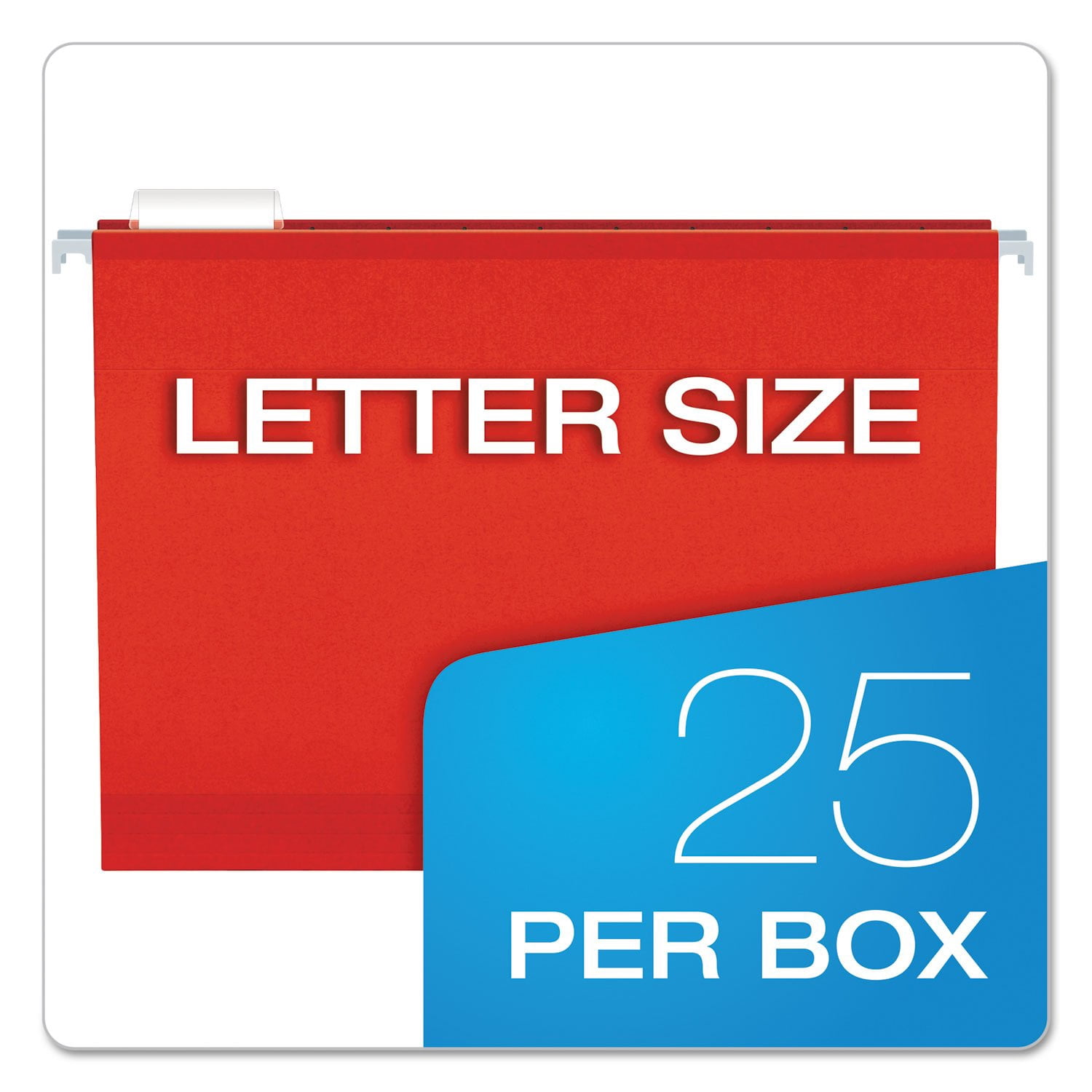 Extra Capacity Reinforced Hanging Folders  2" Letter Size 1/5 Cut Red 25/bx (04152x2 Red)