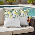 thumbnail image 4 of Lemon Leaves Outdoor Waterproof Pillow Covers, Summer Botanical Eucalyptus Branches Decorative Square Throw Pillowcase Sofa Cushion Sham for Patio/Couch/Chair, 26"x26" 2 Pack, 4 of 8