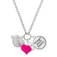 thumbnail image 1 of Delight Jewelry Silvertone Lil Sister Banner on Clear Crystal Heart - Hot Pink Heart Nurse Strong Zoe Necklace, 1 of 4
