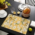 thumbnail image 4 of Yellow Daisy Flower Pattern Summer Placemats Table Placemats Set Of 4-Linen Kitchen Washable Placemats Table Mats 11.8"x17.7" Non-Slip Heat Resistant, 4 of 6