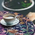thumbnail image 3 of Ambesonne Spring Fitted Round Tablecloth, Watercolor Art Leaves Plot, 56"- 60" Diameter, Pale Caramel and Lavender, 3 of 5