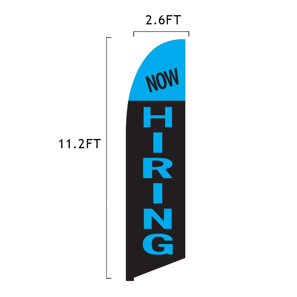 Vispronet Now Hiring Feather Flag 3 Pack, 13.5ft, Light Blue and Black