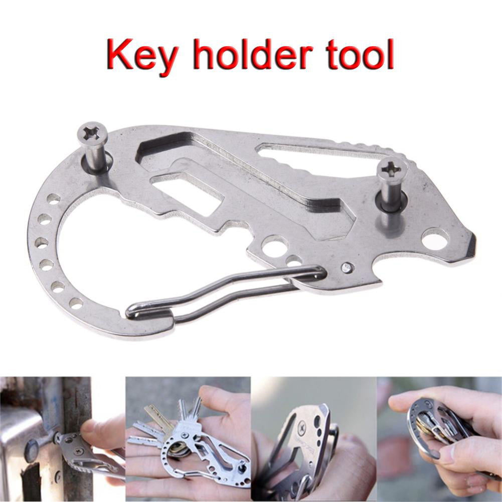 SSXY Stainless Keychain Pocket Tool,Outdoor Multifunctional Pocket Mini Tool Screwdriver with Keychain Black Or Silver Random Color