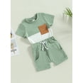 thumbnail image 2 of Inevnen Toddler Baby Boy Clothes Short Sleeve T Shirt Top Boys Shorts with Pocket Cute Summer Outfit 2Pcs Set, 2 of 8