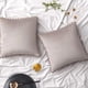 thumbnail image 2 of Paquete de 2 fundas de almohada de color rosa claro con pompones, partículas suaves, fundas de cojín de terciopelo liso de 18 x 18 para sofá, dormitorio, coche, 2 of 5