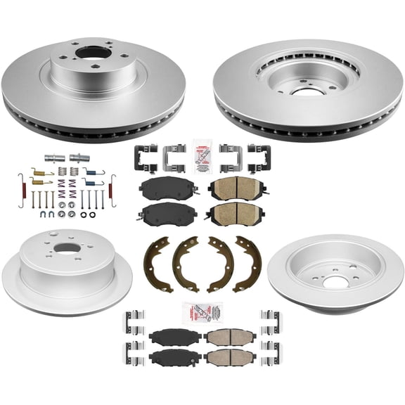 AmeriBRAKES Coated Front & R Disc Brake Rotors & Pads For 12-14 Subaru WRX