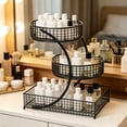 thumbnail image 3 of WEIWEIGG 3 Tier Makeup Organizer for Vanity Countertop, Black Metal Cosmetic Display Shelf, Multi-Purpose Storage Rack for Bathroom, Bedroom, Office, 3 of 7