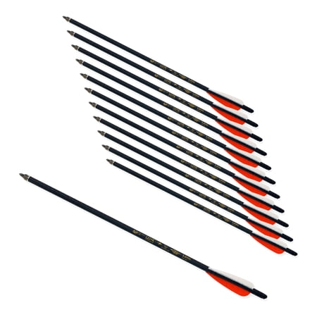 LEYIK 12Pcs 20 inch Crossbow Bolts Carbon Arrows Half Moon Nocks 8.8mm Shaft For Hunting Shooting