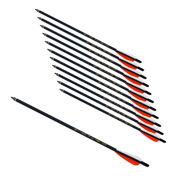 LEYIK 12Pcs 20 inch Crossbow Bolts Carbon Arrows Half Moon Nocks 8.8mm Shaft For Hunting Shooting