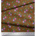 thumbnail image 3 of Soimoi polyester Crepe Fabric Leaves & Periwinkle Floral Print Fabric by the Yard 52 Inch Wide, 3 of 3