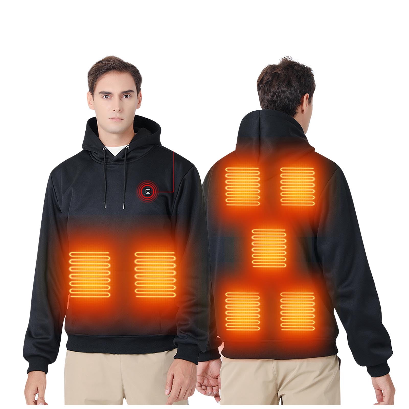 MELDVDIB Mens Heated Hoodies USB-Powered Electrical Heating Hooded Sweatshirt with Seven Adjustable Heat Zones Warm Outdoor Winter Wear