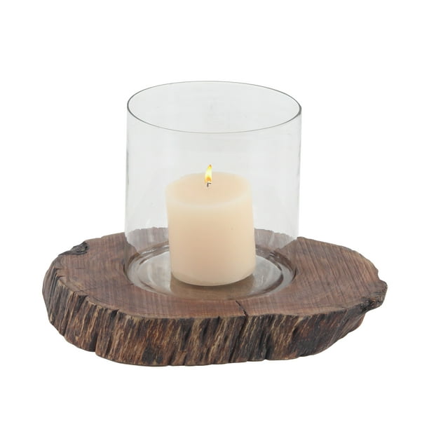 Decmode Rustic 10 X 11 Inch Clear Glass Hurricane Candle Holder With