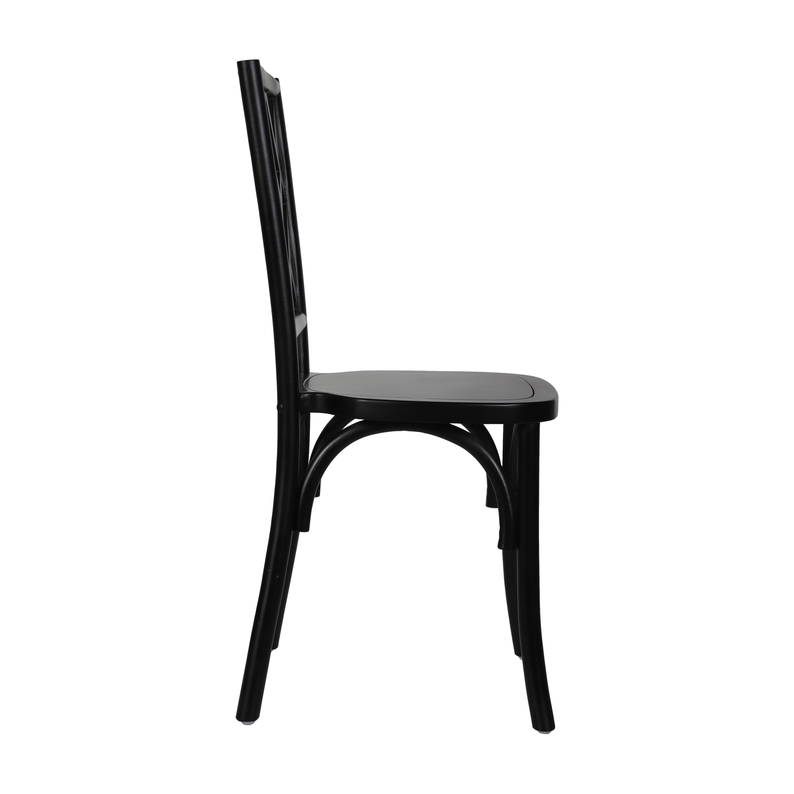 Merrick Lane Solid Wood Dining Chair with Stackable Design, Ornate Seat Back Accenting, and Elegant Finish in Black