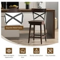 thumbnail image 5 of Drevy Swivel Bar Stool Set of 2, 24 Inch Ergonomic Counter Height Chairs with Open X Back & Footrest, 2PCS Vintage Wooden Barstools for Kitchen Island, Pub, Bistro, Café, Brown (2, 24 inch), 5 of 7