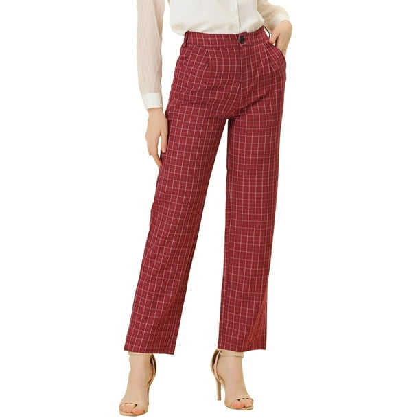 Cómo Combinar Pantalon Pantalones Rojos A Cuadros Mujer Pantalones