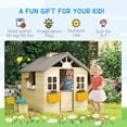 thumbnail image 4 of Outsunny Wooden Playhouse for Kids, Adventures Cottage, with Working Door, Windows, Bench, Service Station, Flowers Pot Holder, for 3-7 Years Old, 4 of 10
