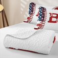 thumbnail image 4 of meiyoeat Retro Baseball Monogrammed B Bed Spread Queen for Boys, American Stars and Stripes Queen Coverlet Set, 3 Pieces, 1 Comforter and 2 Pillowcases, 4 of 7