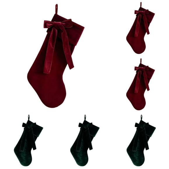 Thick Red And Green Velvet Christmas Stockings Perfect For Fireplaces 19 Inches In Size Festive And Featuring Gold Hooks Are A Traditional Christmas Stocking Decoration.