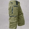 thumbnail image 3 of Men's Cargo Shorts 3/4 Relaxed Fit Outdoor Hiking Shorts Elastic Waist Casual Running Bottoms with Multi Pockets for Daily Travel Green Xl, 3 of 3