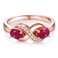 thumbnail image 2 of Gem Stone King 18K Rose Gold Plated Silver Red Ruby and White Created Sapphire Infinity Love Knot Ring for Women | 1.31 Cttw | Oval 6X4MM | Gemstone Birthstone | Jewelry Gifts for Mom Wife | Size 9, 2 of 5