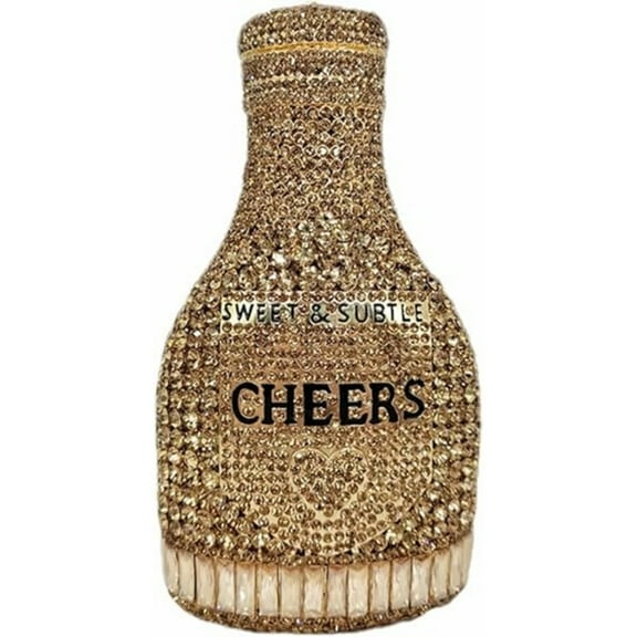 MASWLM Women Sweet Champagne Bottle Rhinestone Evening Bag Shiny Crystal Clutch for Wedding Party Prom