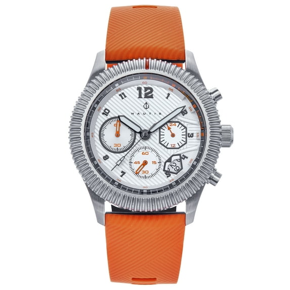 Nautis Meridian Chronograph Strap Watch W/Date - Orange